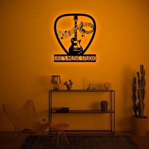 Personalized Musical Instruments Wall Art With Led Lights-Music Studio Name Wall Decor-Guitar Lovers Musician Name Sign-Birthday Xmas Gifts