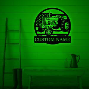 Custom Name Tractor Farm Sign with RGB LED Light-Light Up Tractor Name Sign-Farmhouse Wall Decor-Tractor Driver Gift-Birthday Christmas Gift