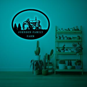 Personalized Farm Tractor Sign Led Lights-Custom Farmer Wood Wall Art-Farm Tractor Neon Sign Wall Decor-Tractor Wall Hanging-Christmas Gifts