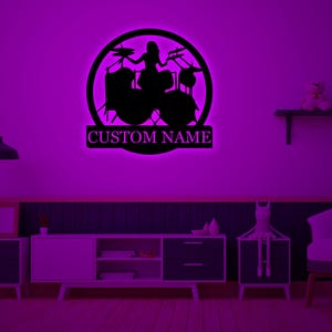 Custom Name Drum Sign With RGB Light-Personalized Drummer Name Sign-Music Lover Decor-Gift for Musician-Drummer Neon Sign-Christmas Gifts