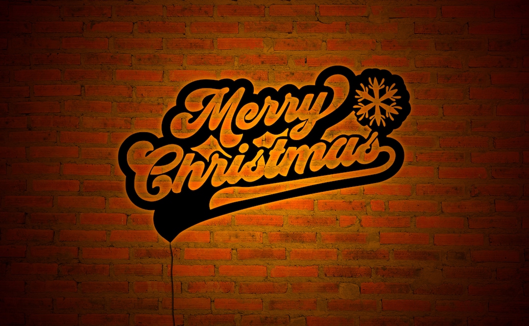 Merry Christmas Wall Art With RGB LED Lights/color Changing Etsy