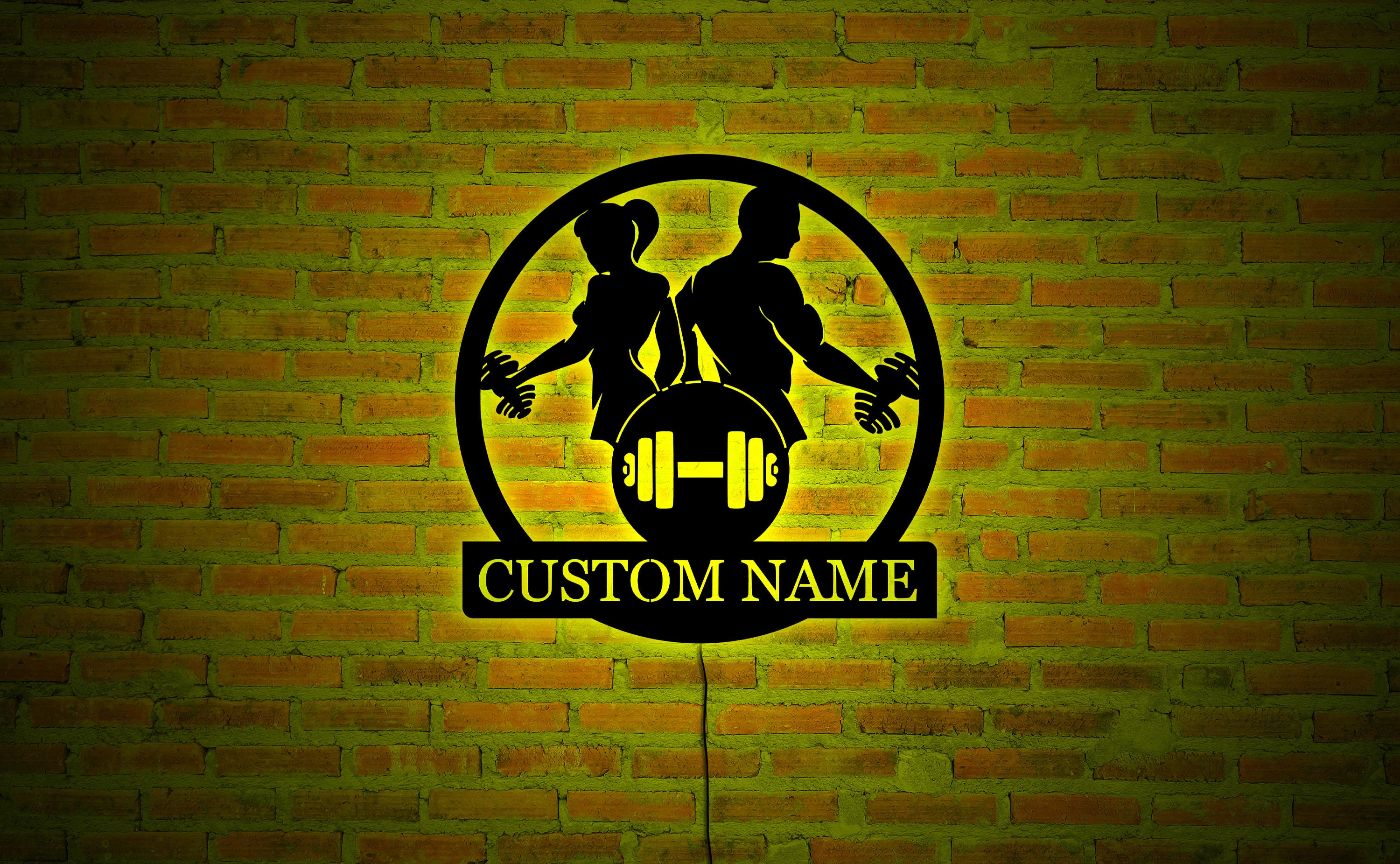 Personalized GYM Sport Fitness Wall Art With RGB Led Lights Etsy