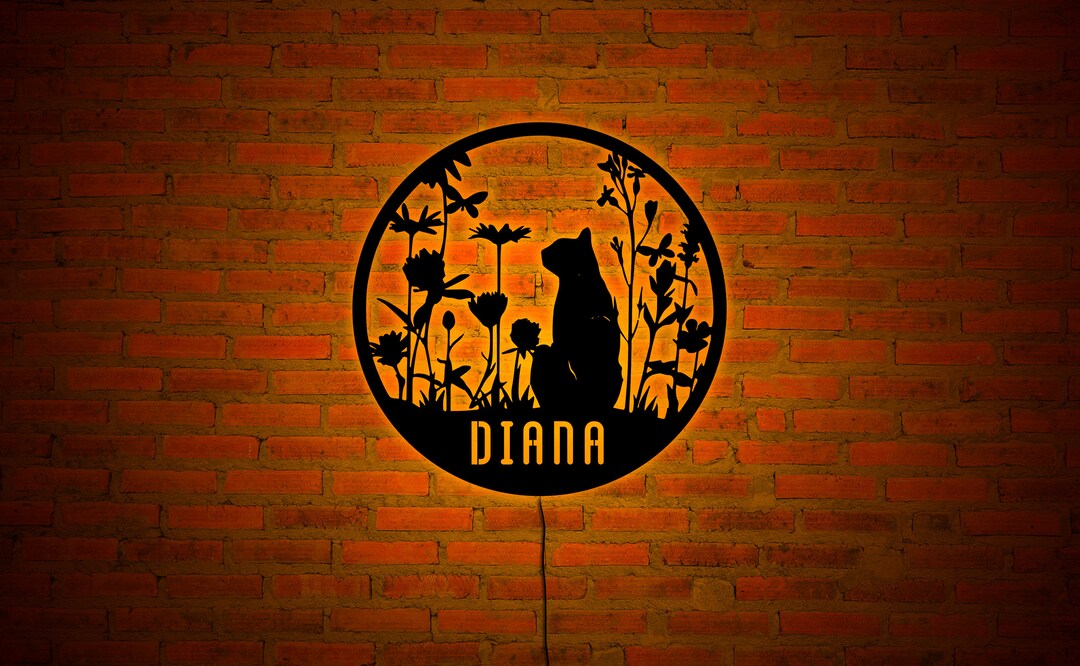Personalized Cat Name Sign, Custom Pet Cat Wall Decor, Gift for Cat
