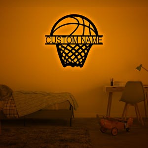 Custom Basketball Sign With LED Lights-Personalized Basketball Wall Art LED RGB-Basketball Neon Wall Decor-Basketball Lovers Xmas Sign Gifts