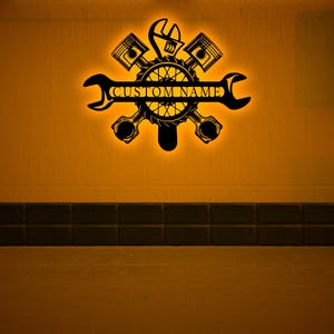 Custom Garage Name Decor With Led Light-Garage Wall Decor-Workshop Name Sign Art-Garage Wall Decor Name Sign-Repairman Birthday Xmas Gifts