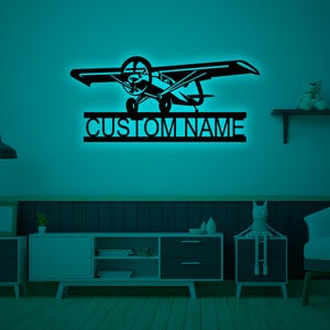 Personalized Aircraft Name Sign-Plane Aviation Gift-Airplane Name Sign-Hangar Wall Sign-Pilot Name Sign-Airforce Wall Art-Birthday Xmas Gift