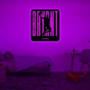 Light Up Kobe Bryant Wall Sign Art-Kobe Bryant Wall Decor Led Sign-Kobe Bryant RGB LED Light Sign-Basketball Lovers Gift-Birthday Xmas Gifts