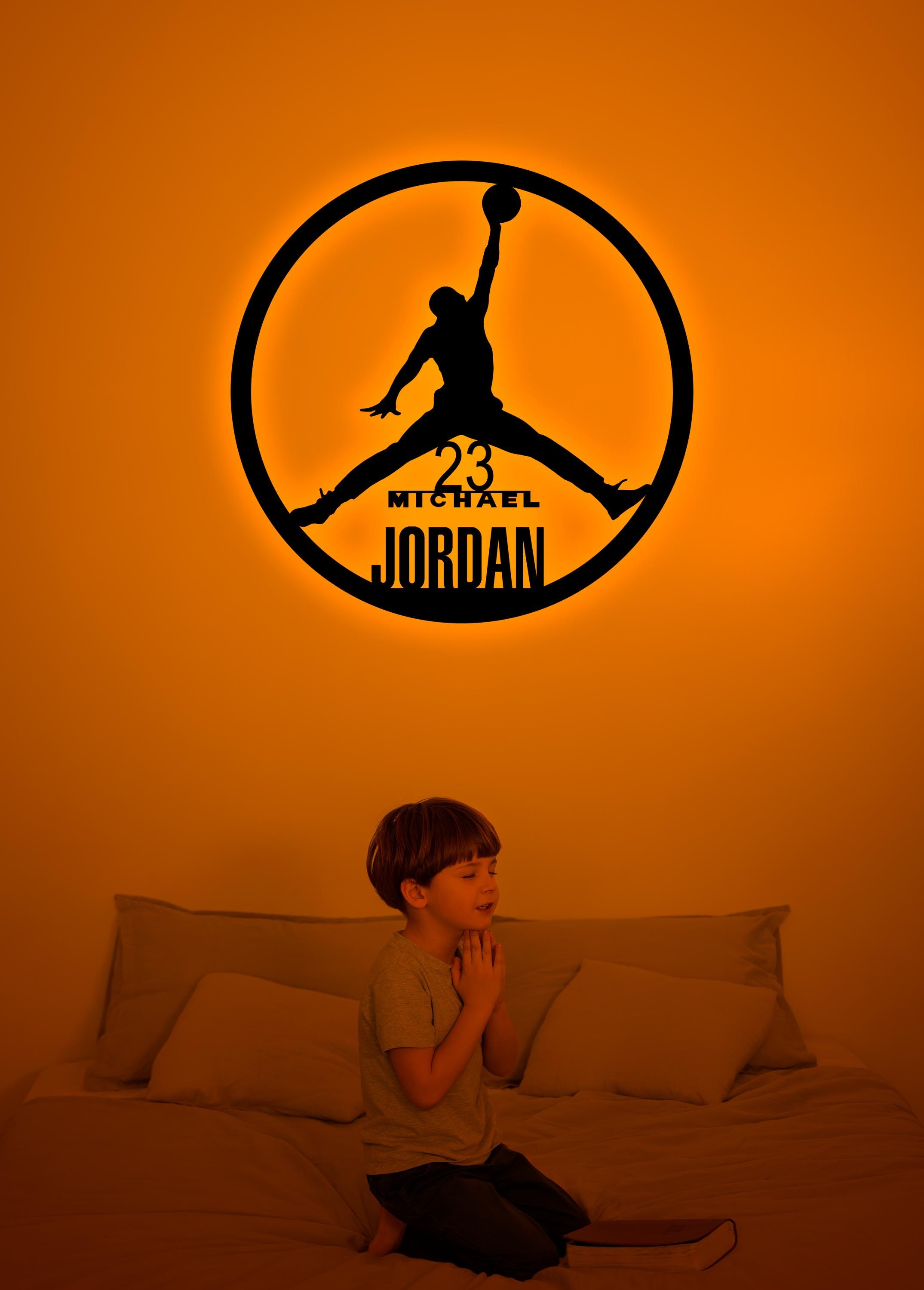 Michael Jordan Jumpman Led Wall Art-MJ 1 light Up Sign-Jump Man Logo Art-Jordan 1 Wall Design-Jordan Lovers Gift-Game Room Decor-Xmas Gifts