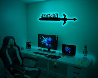 Personalized Master Sword RGB Led Neon Sign-Custom Name Zelda Pink Master Sword Led Light-Kids Room Decor-Custom Gaming Wall Art-Xmas Gifts