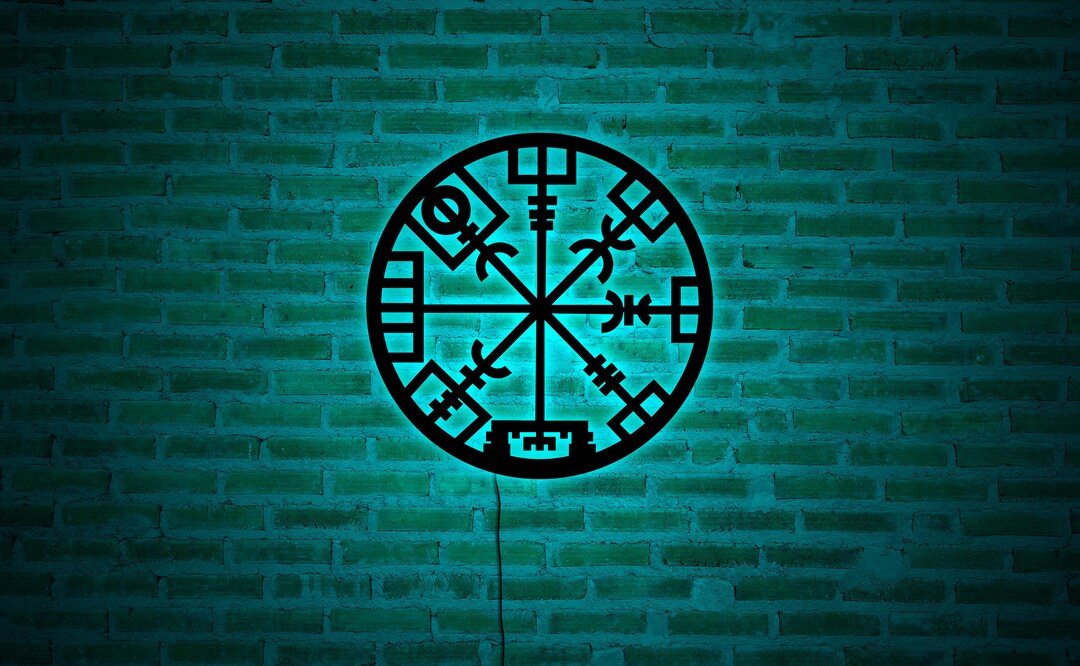 Vegvisir Wayfinder Wall Art, Viking Wall Art With LED Lights, Viking