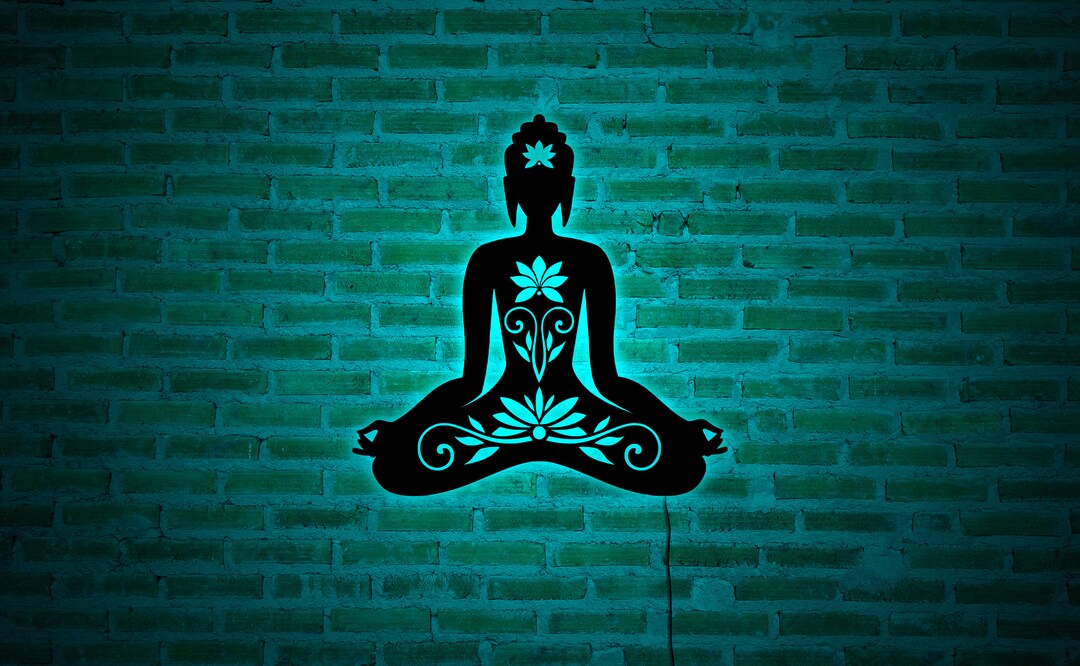 Buddha Lotus Wall Art With LED Light Lotus Led Sign Buddha Etsy
