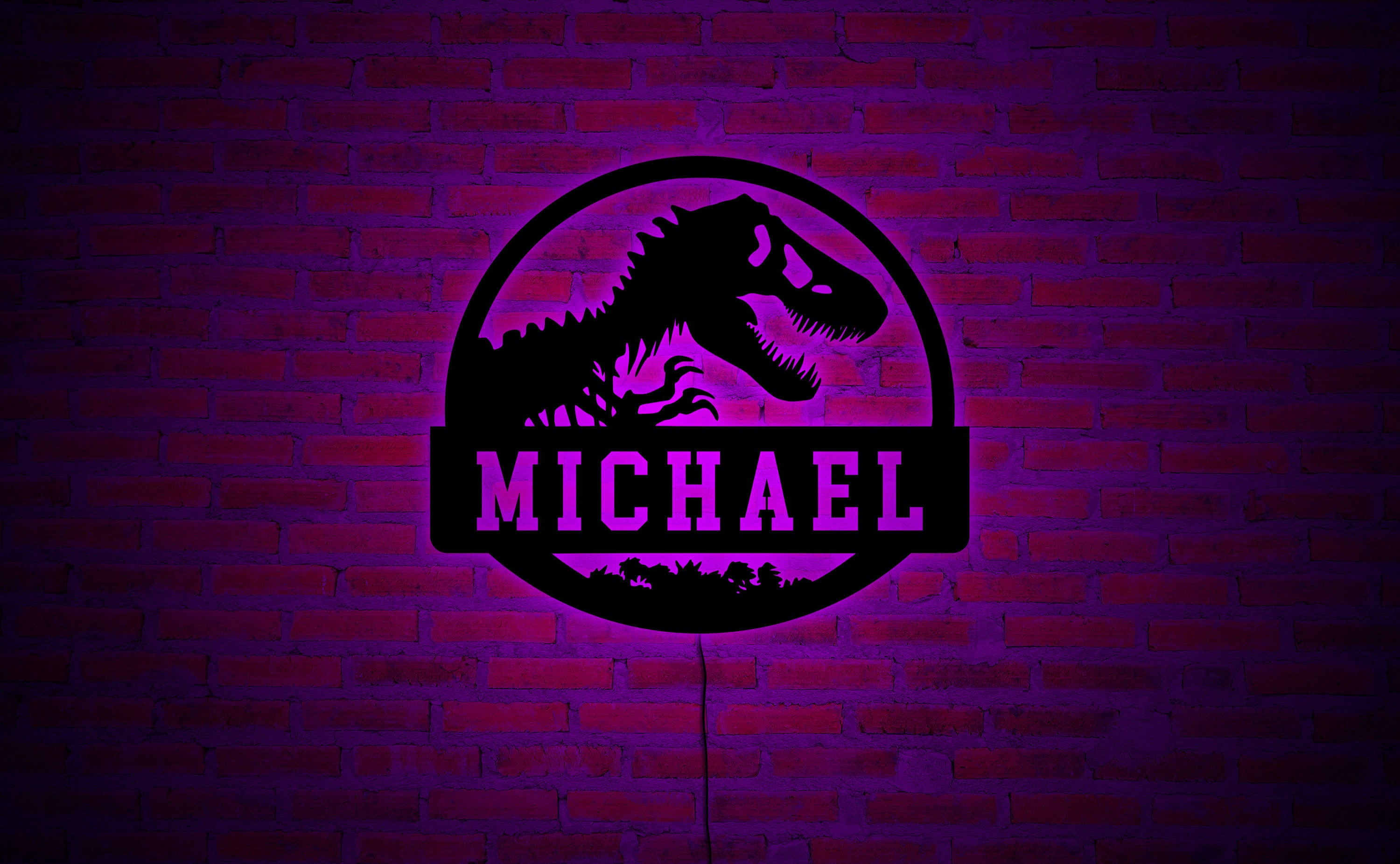 Custom T Rex Dinosaur Wall Art With LED Lights, Custom Dinosaur Decor
