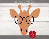 SVG + PNG Datei Giraffe mit Brille Plotterdatei - Plotter File