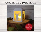 SVG Datei mit Schnittmuster zum Basteln Laterne mit Hirsch aus Pappe - Laterne -  Plotterdatei - Plotter File, Vorlage