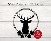 SVG + PNG Datei Hirsch Herbst Kranz Plotterdatei - Plotter File