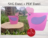 SVG + PDF Datei mit Schnittmuster zum Basteln von Hühnern aus Pappe - Huhn -  Plotterdatei - Plotter File Huhn, Vorlage