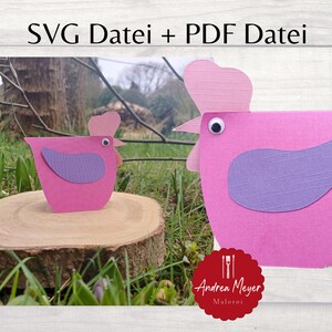 Archivo SVG + PDF con patrón para hacer pollos de cartón - Pollo - Archivo de plotter - Archivo de plotter pollo, plantilla