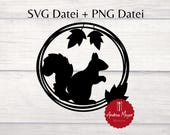 SVG + PNG Datei Eichhörnchen Herbst Kranz Plotterdatei - Plotter File
