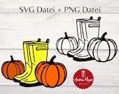 2 SVG + 2 PNG Dateien Gummistiefel mit Kürbissen Stiefel Kürbis Garten Herbst Plotterdatei - Plotter File
