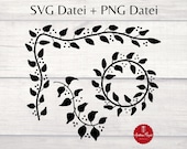 Ranke Plotterdatei Set SVG PNG – florale Ecke, Kreis & gerade Bordüre – Cricut, Silhouette, DIY Karten und Deko