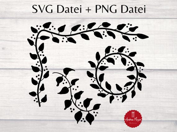 Vine plotter file set SVG PNG – floral corner, circle & straight border – Cricut, Silhouette, DIY cards and decoration by AndreaMeyerDesign 3