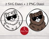 Bär SVG, cooler Bär PNG, Bär mit Sonnenbrille Datei, lustiger Bär Clipart, Tiermotiv Plotterdatei, süßer Bär Digital, Bären Grafik Download