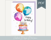 PDF Geburtstags Karte + Geschenk Anhänger - digitale Datei zum sofort Download - Etiketten Geschenkanhänger Papieranhänger Glückwunsch Karte