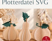 3D Kürbis Plotterdatei SVG, Papierkürbis DIY, Herbstdeko, Cricut & Silhouette, Papierdeko