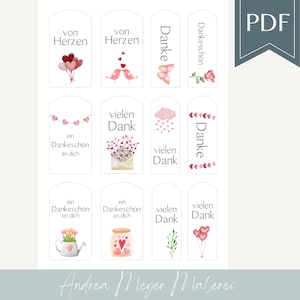PDF Thank You Tags - digital file for immediate download - Labels Gift Tags Paper Tags Thank you from the heart