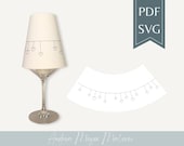 Herzgirlande Lampenschirm SVG & PDF für Weinglas • Plotterdatei Herzen • DIY Tischdeko A4