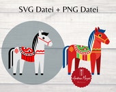 SVG + PNG Datei Dala Pferdchen, Dalapferd, Dalarna, Schweden, Dalahäst Plotterdatei - Plotter File