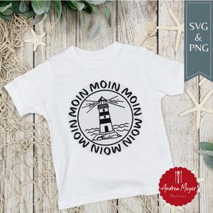 Faro di Moin Moin SVG e PNG – File plotter marittimo + design a sublimazione per bambini costieri, Mare del Nord, Mar Baltico, mare, spiaggia + decorazione marittima