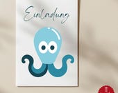 Krake SVG PNG Kindergeburtstag | Oktopus Plotterdatei Meer Party |  Tintenfisch Geburtstag Deko