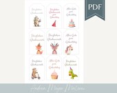 PDF Geburtstags Anhänger - digitale Datei zum sofort Download - Etiketten Geschenkanhänger Papieranhänger Geburtstag herzlichen Glückwunsch