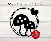 SVG + PNG Datei Pilz Herz Herbst Kranz Plotterdatei - Plotter File