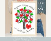Erinnerungsbaum SVG & PDF – Abschiedsgeschenk für Erzieherin, Kindergarten DIY Plotter, Baum, Herzen + Blätter zum Ausdrucken oder Plotten