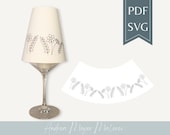 Blumen Lampenschirm SVG & PDF für Weinglas • Plotterdatei Zeichnen • Printable Shade A4 • Weinglaslampe DIY