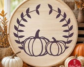 Kürbis im Herbstkranz – Plotterdatei SVG PNG für Herbst & Halloween