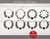 SVG + PNG Datei Kranz Kränze Herz Blätter Plotterdatei - Plotter File