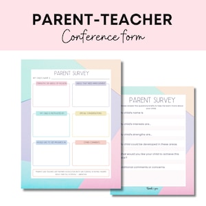 Parent Teacher Conference Form Editable Parent Forms