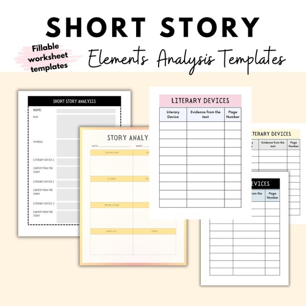 Short Story Template Literary Elements Reading Comprehension Worksheet