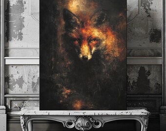 Reynard Red Fox Canvas Print: Gothic Folklore Dark Forest Decor