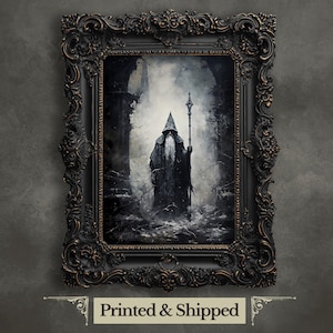 The Dark Magier Wand Kunst Druck Dunkles Märchen Print Mystisch Gothic Kunstwerk Fantasy Liebhaber Geschenk Magische Wand Dekoration Hexerei Print