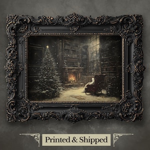 &quot;Gespenstischer Heiligabend Wand-Kunst-Druck Unheimliche Weihnachts-Kunst-Druck für Dark Academia Dekor dunkle Weihnachtskunst stimmungsvolle Winter-Wand-Dekor.&quot;