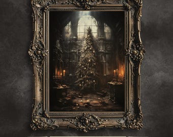 Gothic Christmas Tree Art: Dark Victorian Painting (Digital Download)
