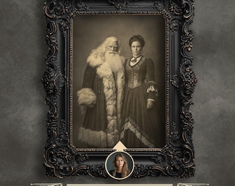 Vintage Santa Claus Portrait with Custom Face | Sepia Christmas Print on Fine Art Paper