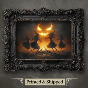 Summoning Flames Wall Art Print Dance of the Witches Print Fire Dance Print Occult Demon Summoning Witchcraft Wall Art Witchcore Print