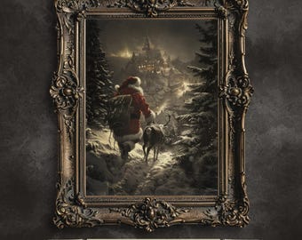 Santa's Village Christmas Art Printable: Festive Holiday Decor (Digital Download)