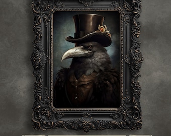 Victorian Crow Portrait Print: Gothic Dark Academia Wall Art