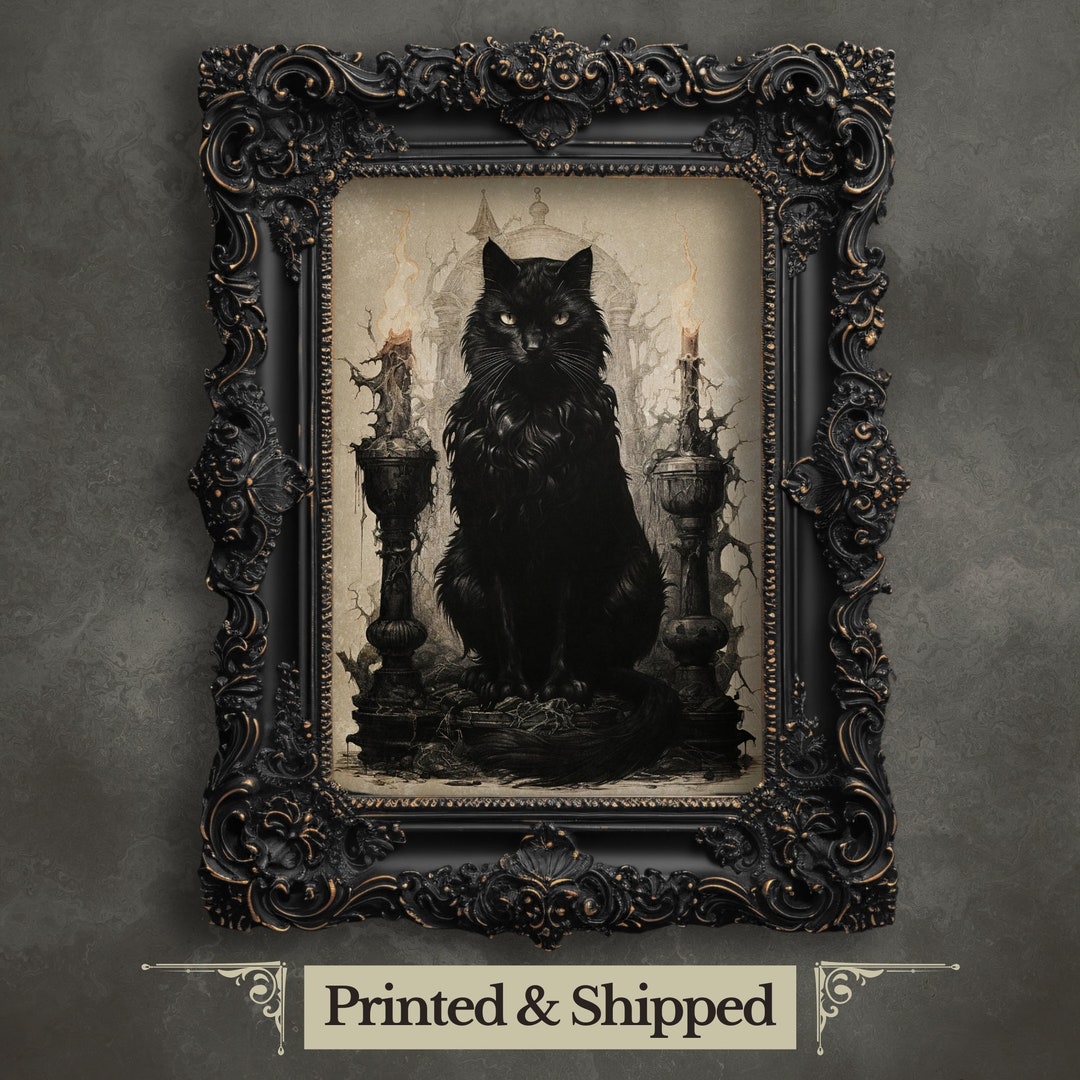 Black Cat Gothic Print, Dark Cottagecore Witchy Wall Art - Etsy Canada